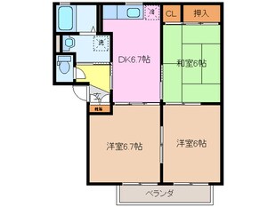 高茶屋駅 徒歩5分 2階の物件間取画像